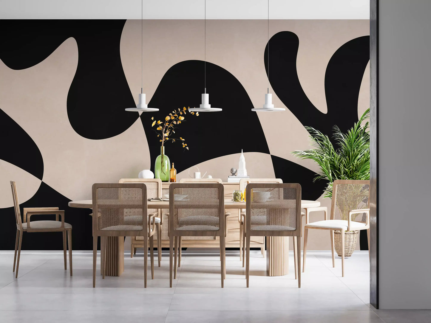 Murale da parete minimalista a fluidità biomorfica