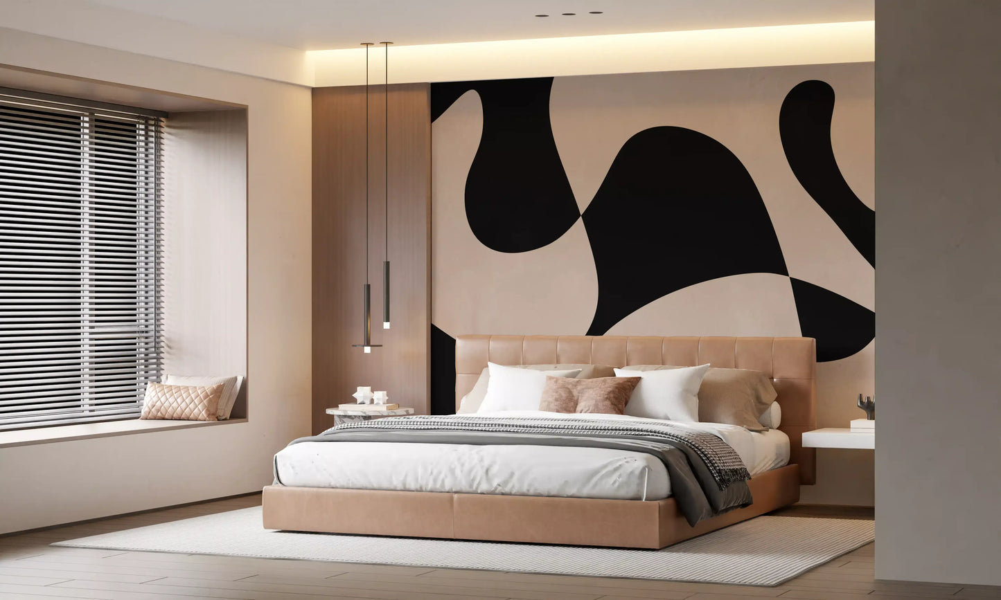 Murale da parete minimalista a fluidità biomorfica