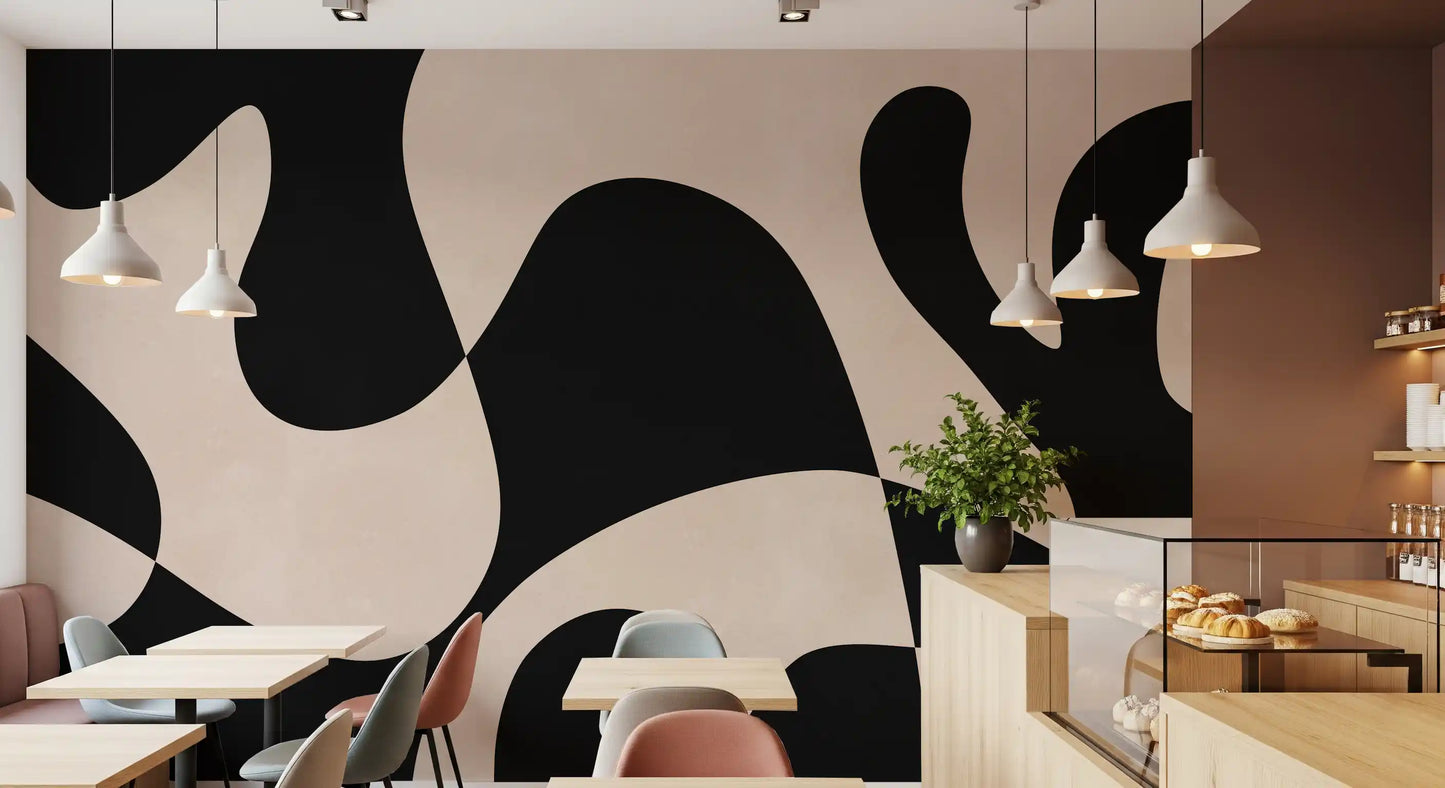 Murale da parete minimalista a fluidità biomorfica