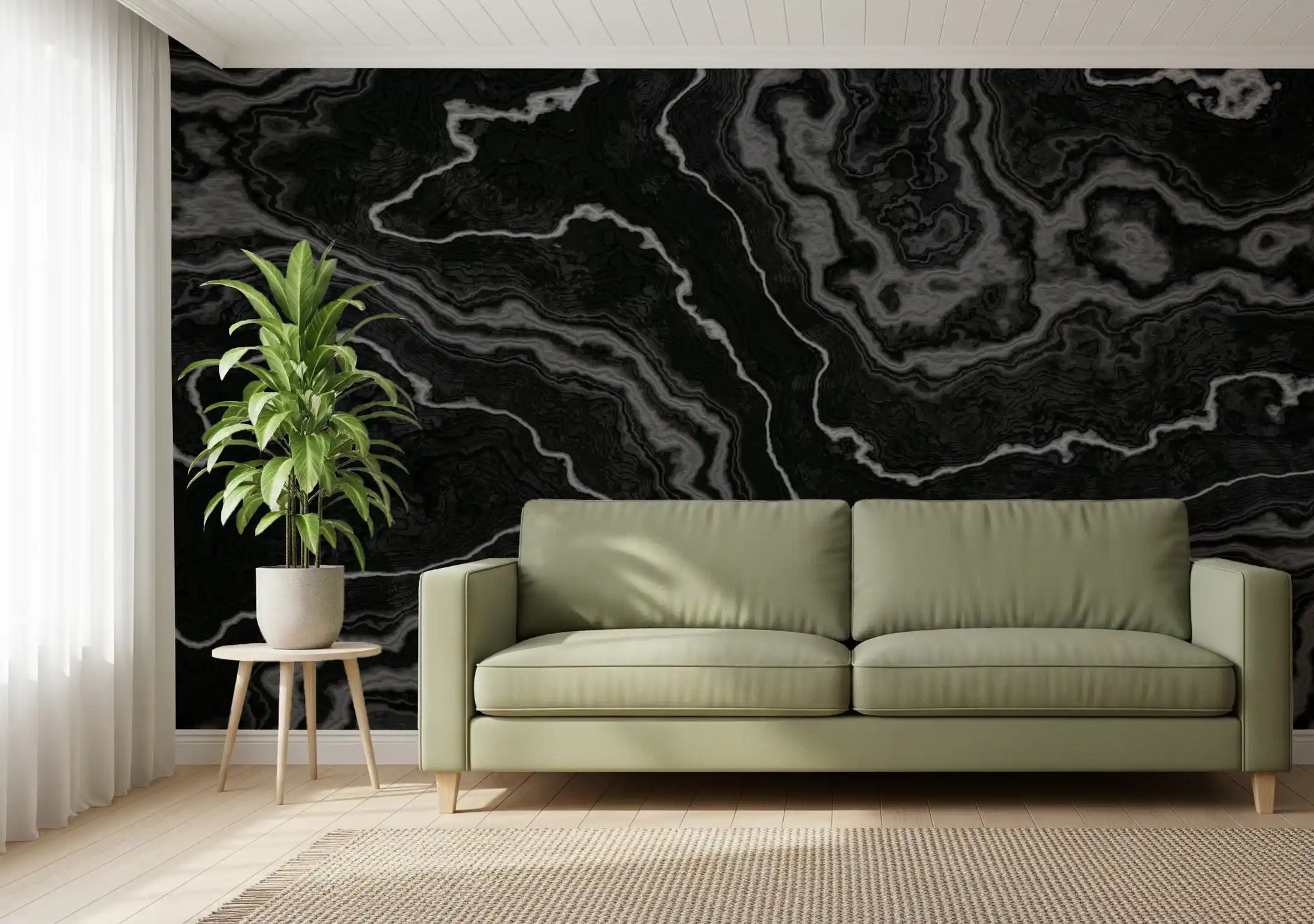 Living room styled with black agate stone in this wall mural GD11032
