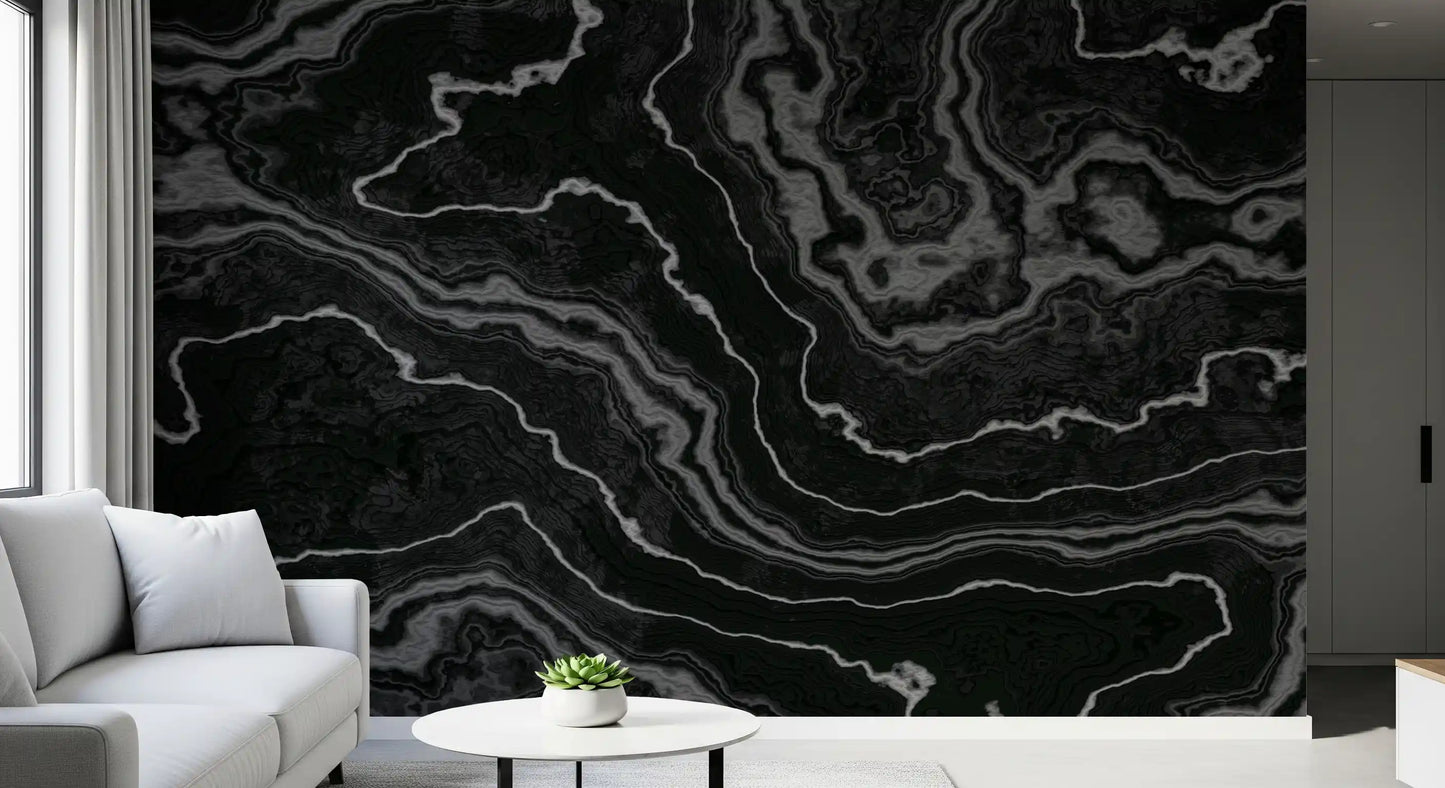 Papier peint panoramique motif pierre stratifiée Agate de minuit