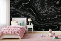 Papier peint panoramique motif pierre stratifiée Agate de minuit