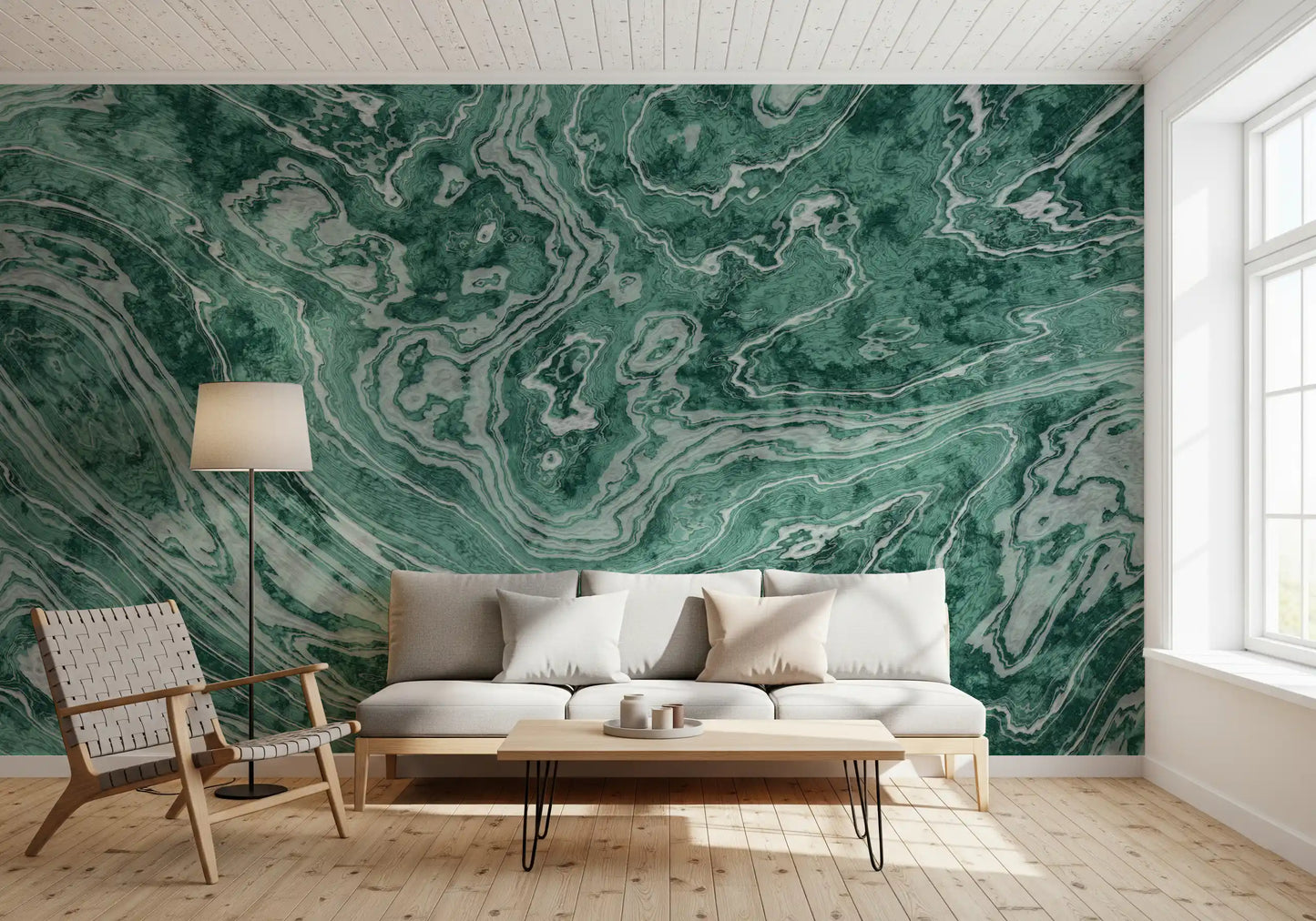 Murale da parete Fluid Earthy Sage e Forest Waves