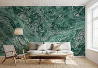 Murale da parete Fluid Earthy Sage e Forest Waves
