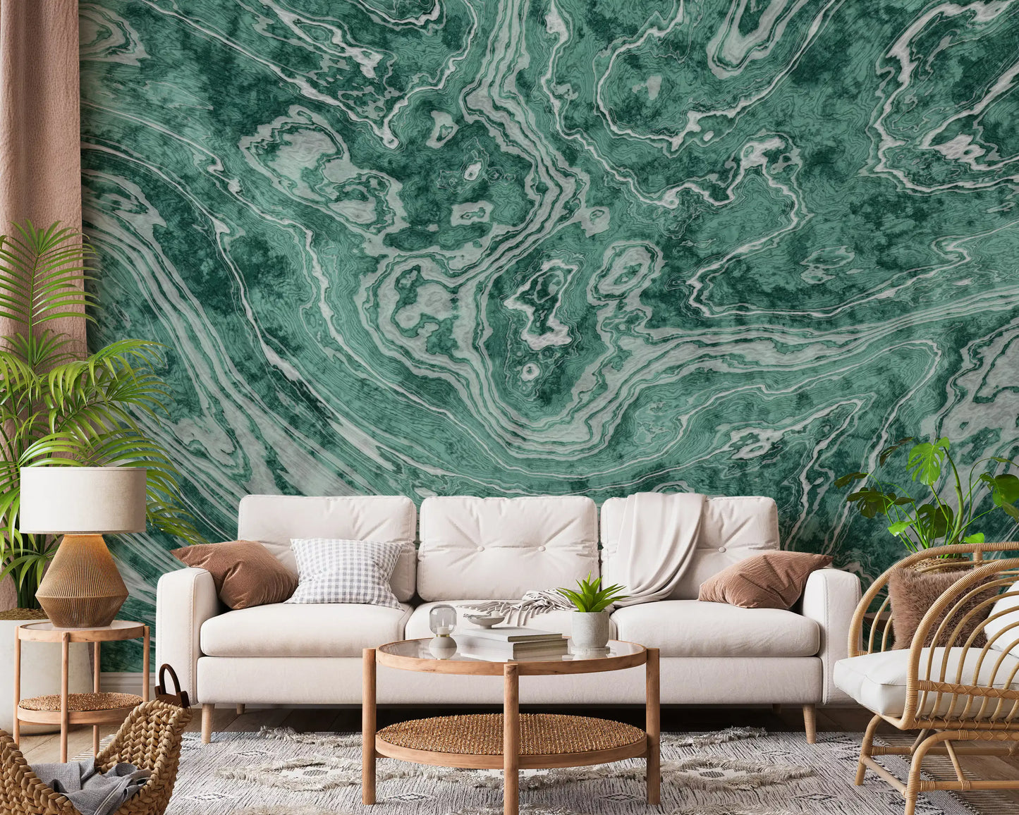 Murale da parete Fluid Earthy Sage e Forest Waves