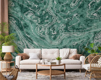 Murale da parete Fluid Earthy Sage e Forest Waves