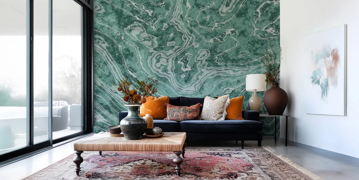 Murale da parete Fluid Earthy Sage e Forest Waves