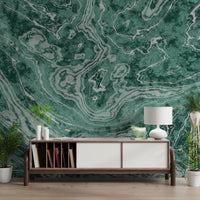 Murale da parete Fluid Earthy Sage e Forest Waves