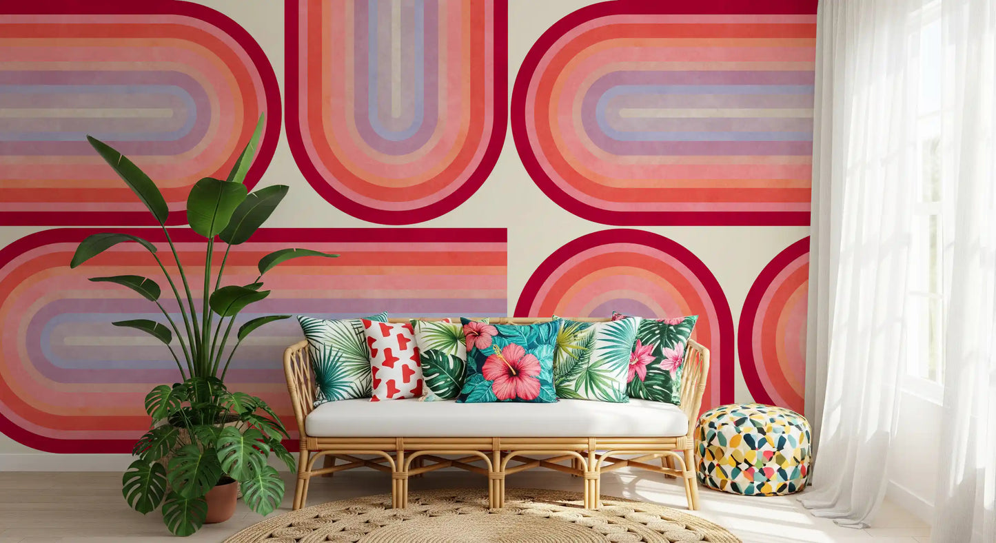 Murale da parete con curve groovy in stile Mid Century Modern
