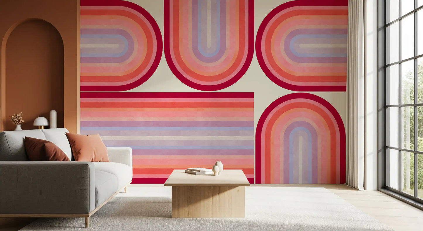 Murale da parete con curve groovy in stile Mid Century Modern