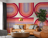Murale da parete con curve groovy in stile Mid Century Modern