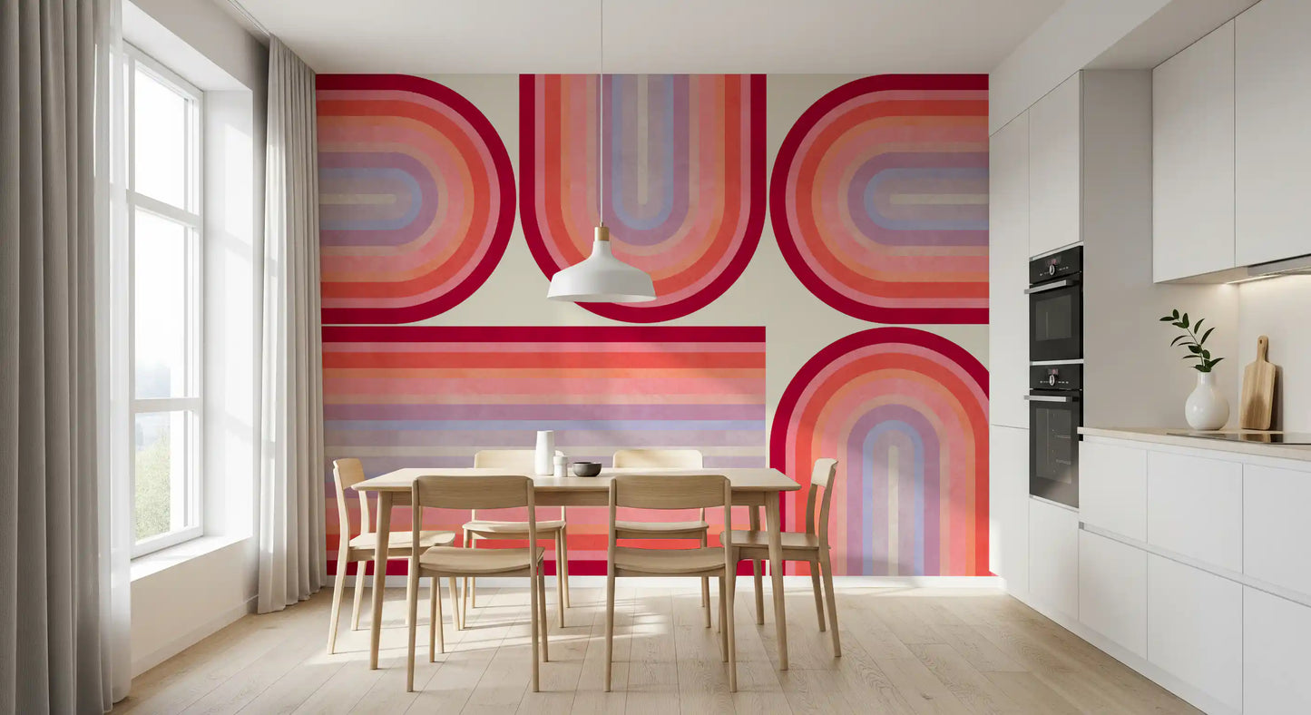 Murale da parete con curve groovy in stile Mid Century Modern