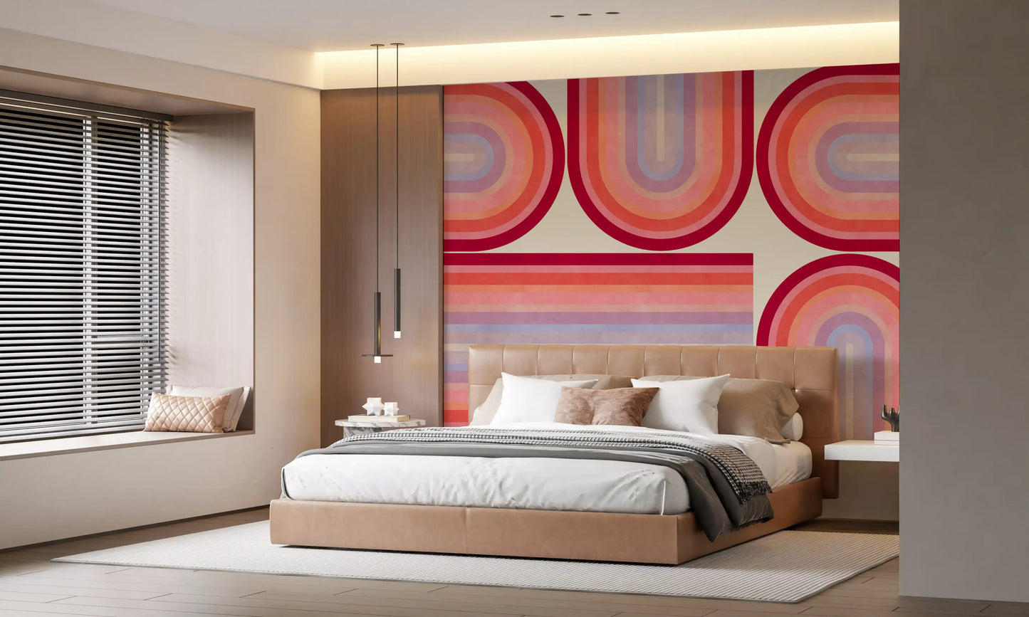 Murale da parete con curve groovy in stile Mid Century Modern