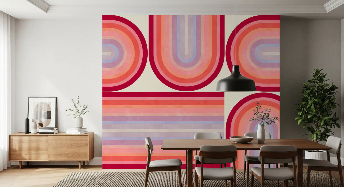 Murale da parete con curve groovy in stile Mid Century Modern