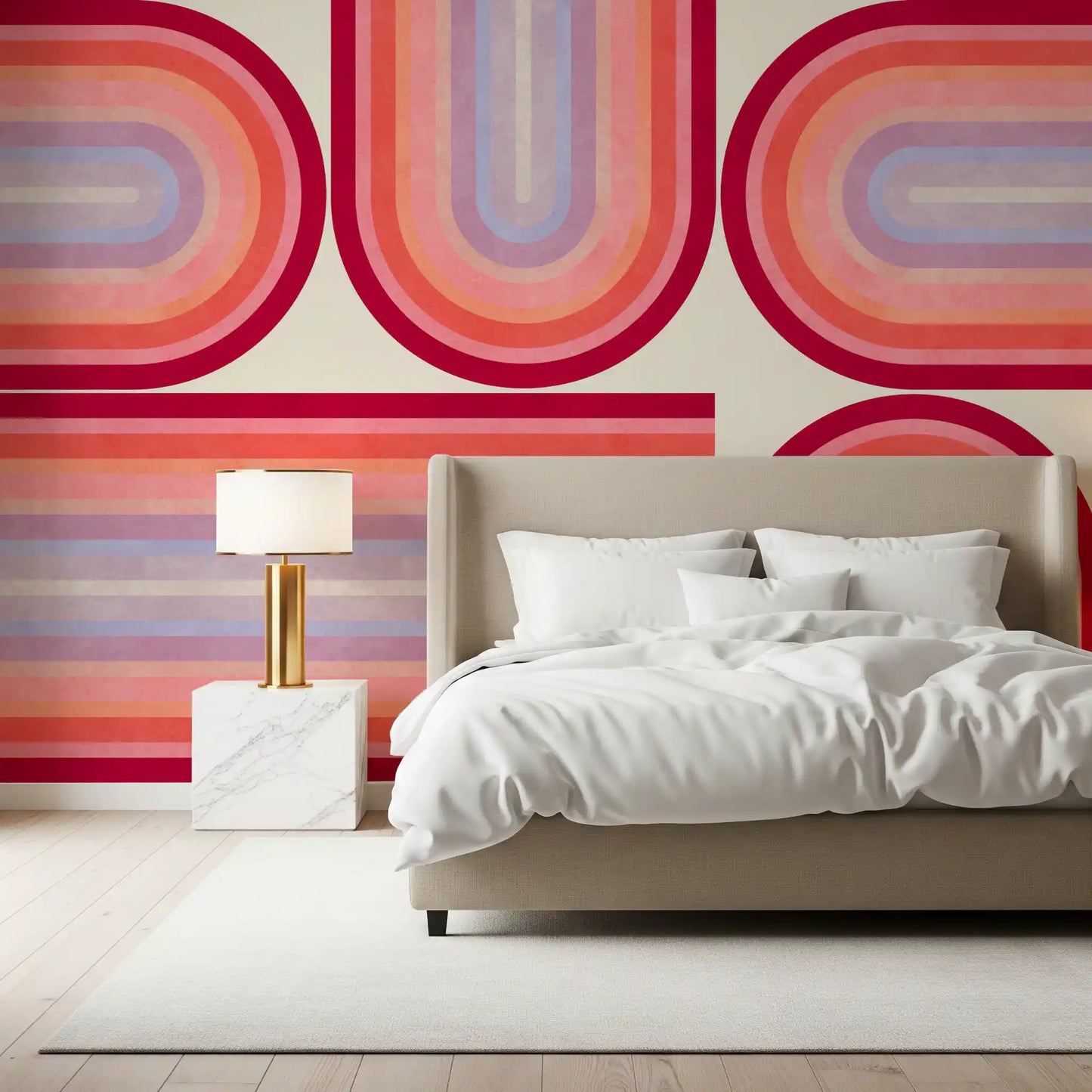 Murale da parete con curve groovy in stile Mid Century Modern