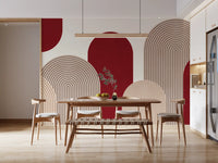 Murale da parete Geometric Ribbon Cascade in rosso e sabbia