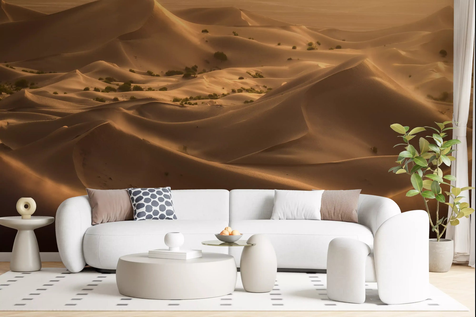 Amber dune ridges filling a sunlit living room, Desert Dunes wall mural GD11044
