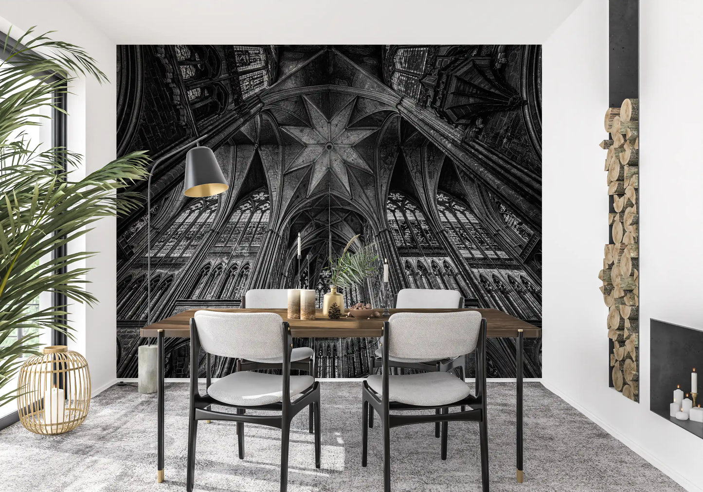 Vægmaleri med gotiske hvælvinger fra katedralens loft