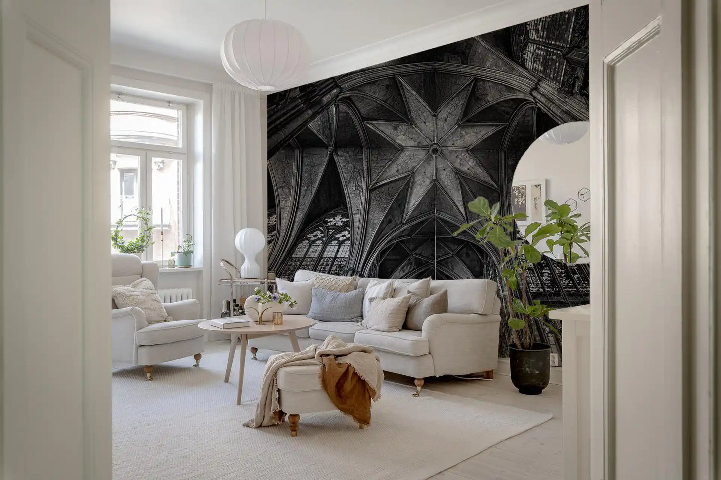 Vægmaleri med gotiske hvælvinger fra katedralens loft