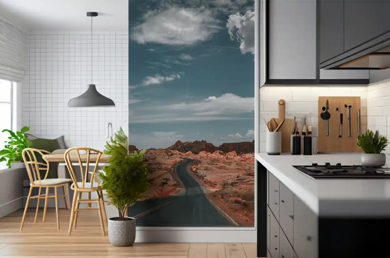 Wandbild Winding Desert Highway