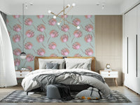 Soft Blush Palm Frond Pattern Wallpaper⁠