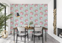 Soft Blush Palm Frond Pattern Wallpaper⁠