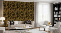 Golden Botanical Silhouette Wallpaper⁠