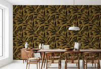 Golden Botanical Silhouette Wallpaper⁠
