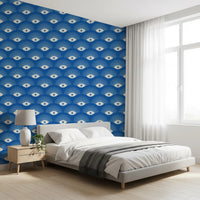 Stylized Eyelash Motif in Cobalt Blue Wallpaper⁠