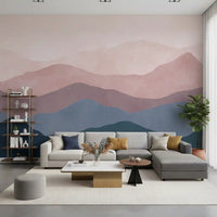 Soft Watercolor Mountain Range Wall Mural