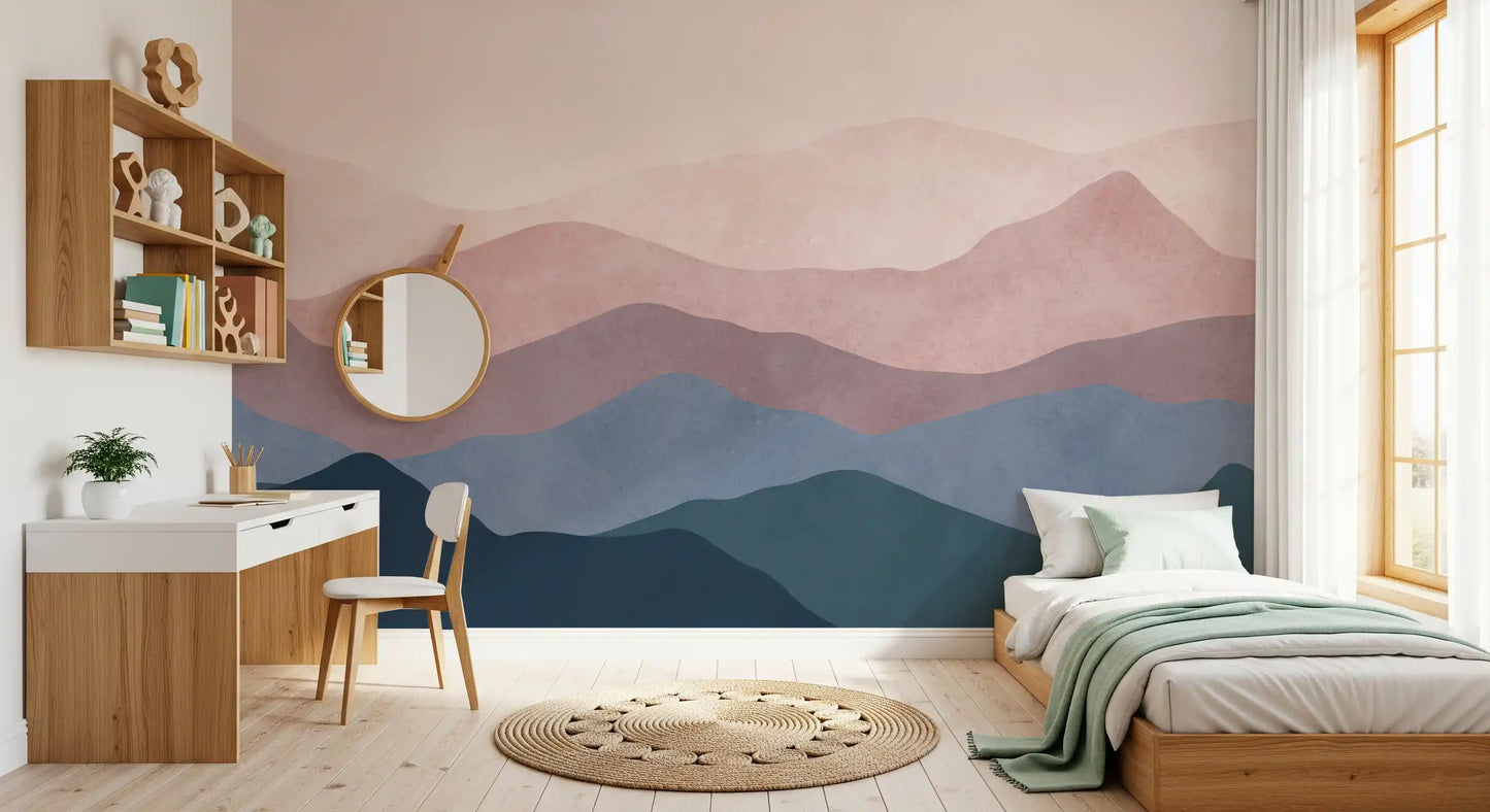 Soft Watercolor Mountain Range Wall Mural