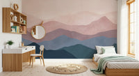 Soft Watercolor Mountain Range Wall Mural
