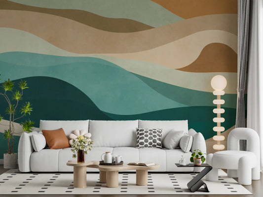 Abstract Earthy Wave Horizon Wall Mural