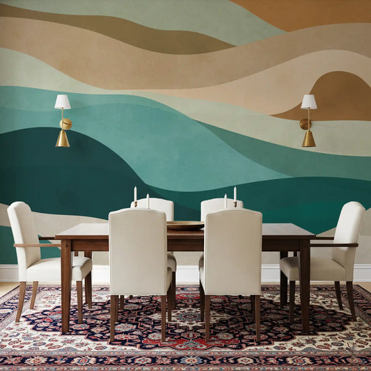 Abstract Earthy Wave Horizon Wall Mural