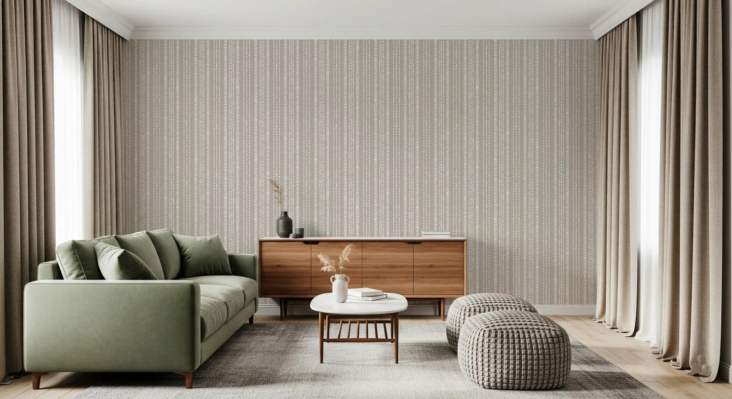 Carta da parati con motivo a trattini verticali color terra⁠