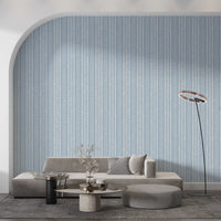 Papel de Parede com Padrão Linear em Creme e Índigo⁠