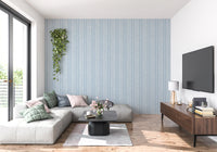 Papel de Parede com Padrão Linear em Creme e Índigo⁠