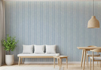 Papel de Parede com Padrão Linear em Creme e Índigo⁠