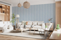 Papel de Parede com Padrão Linear em Creme e Índigo⁠