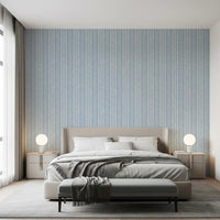 Papel de Parede com Padrão Linear em Creme e Índigo⁠