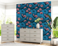 Zen-Lotus-Teich mit Libellen in Rosa und Blau Tapete