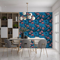 Zen-Lotus-Teich mit Libellen in Rosa und Blau Tapete