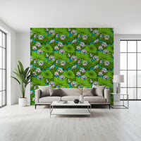 Zen Lotus Pond with Dragonflies in white and green Wallpaper⁠