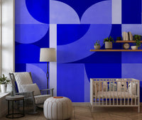 Fresque murale bleue milieu du siècle