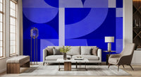Fresque murale bleue milieu du siècle