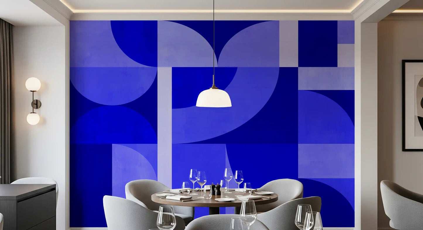 Fresque murale bleue milieu du siècle
