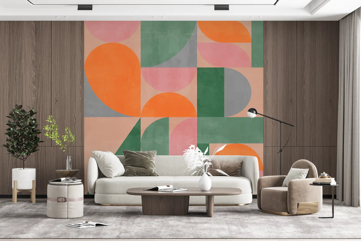 Murales de pared con arcos geométricos modernos
