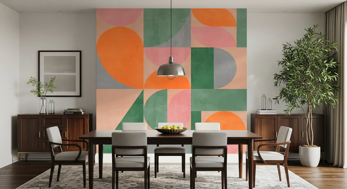 Murales de pared con arcos geométricos modernos