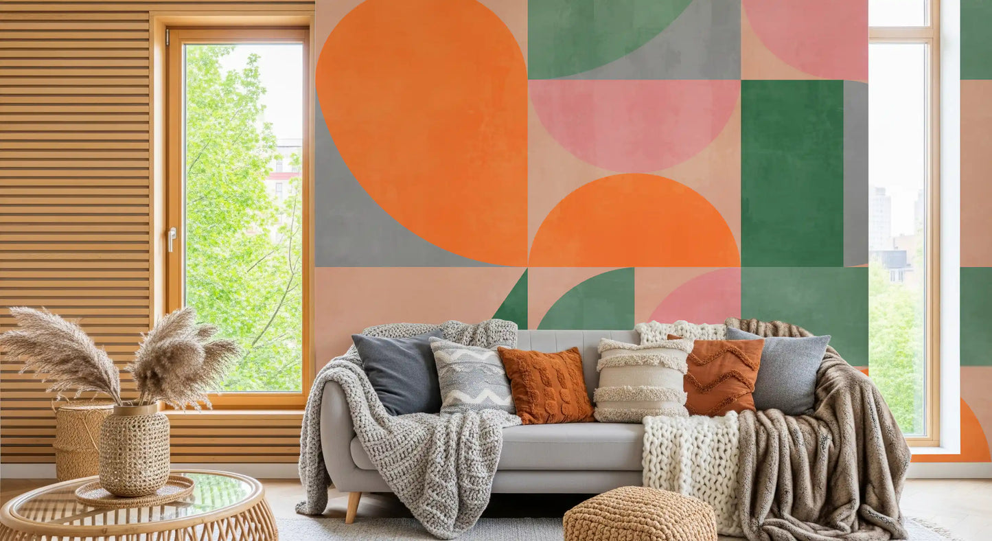 Murales de pared con arcos geométricos modernos