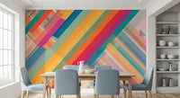 Abstração vibrante de listras diagonais Wall Mural